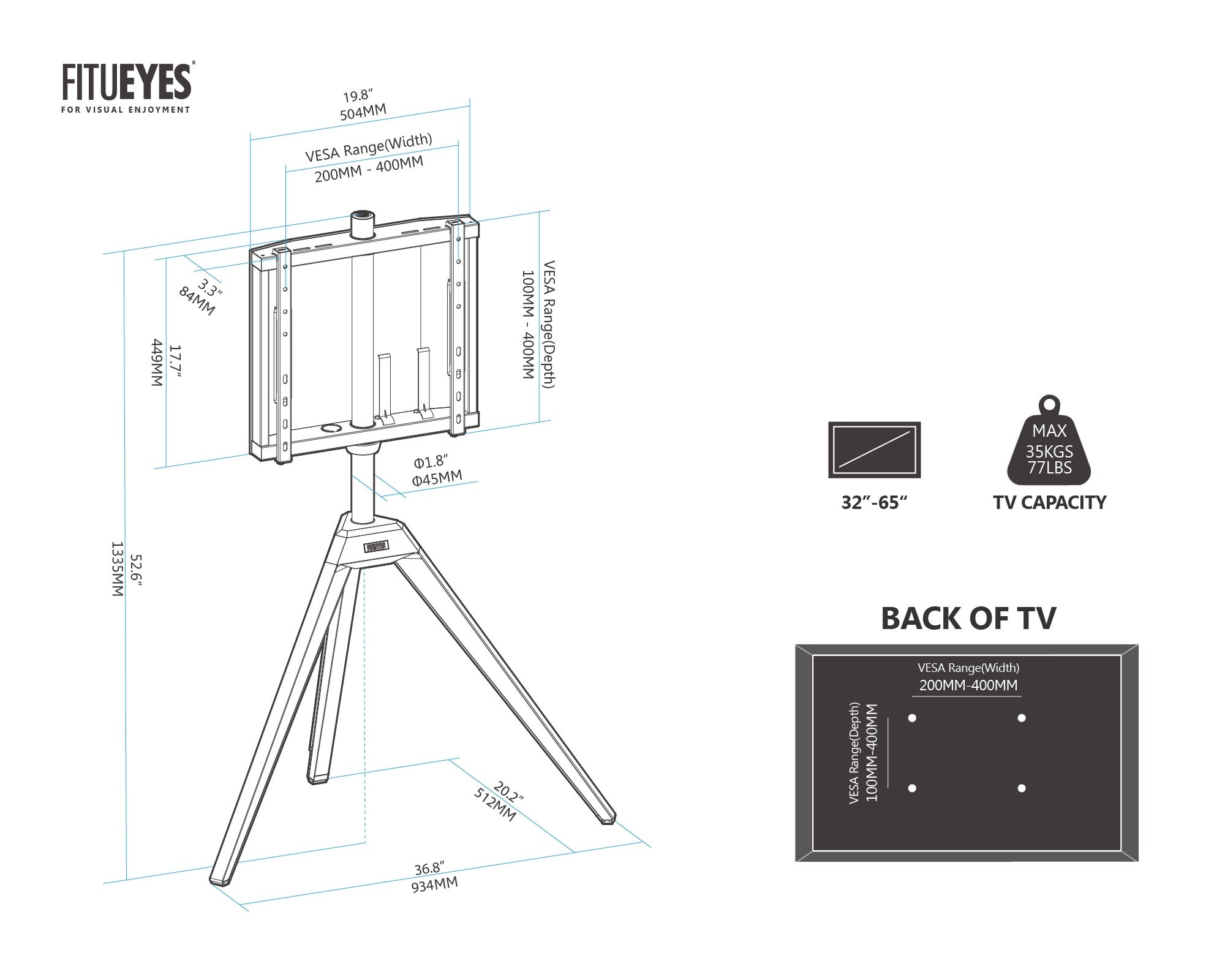 Picasso Floor TV Stand Size Guiding